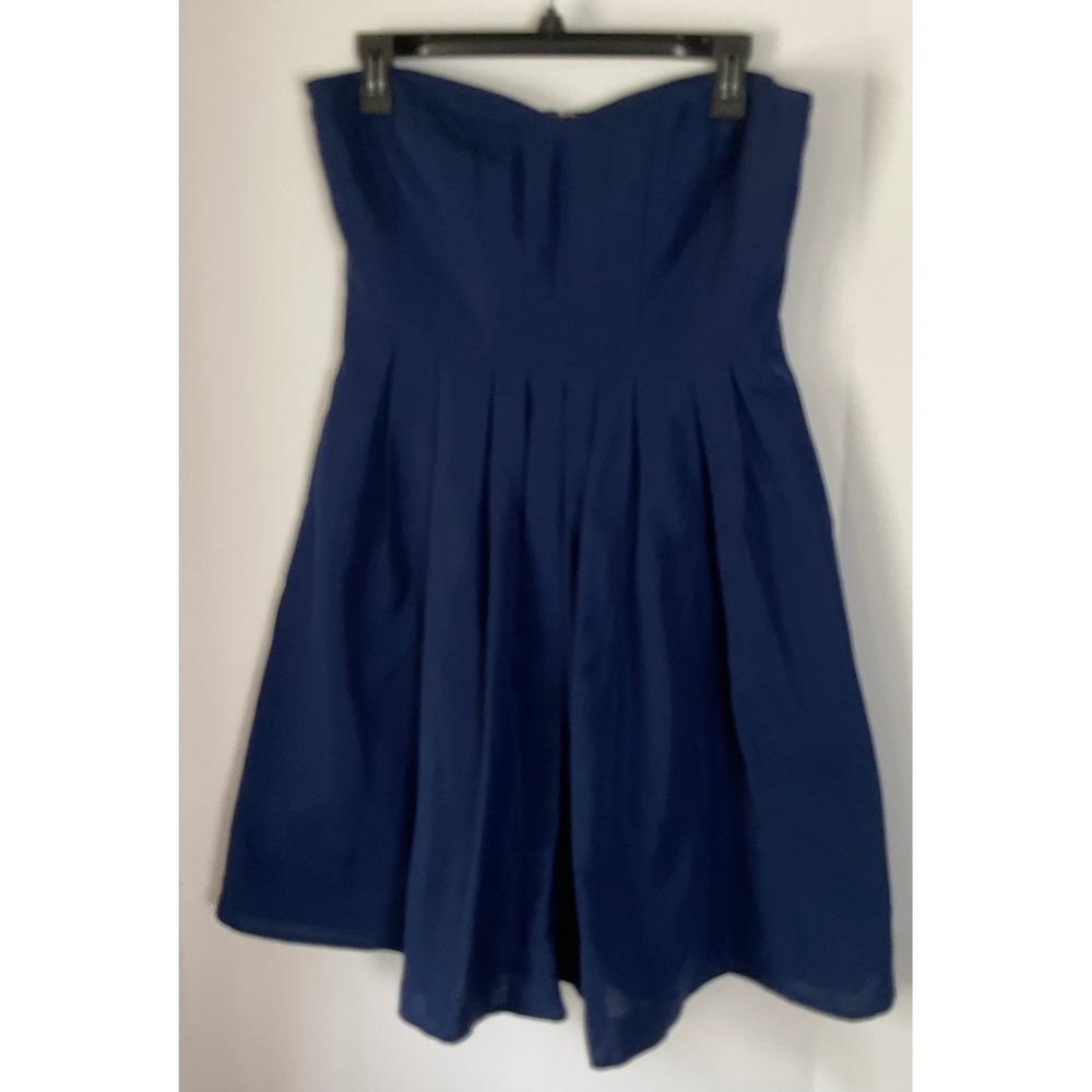 J.Crew Womens Navy Blue Strapless Sweetheart Pleated Cocktail Dress Size 8